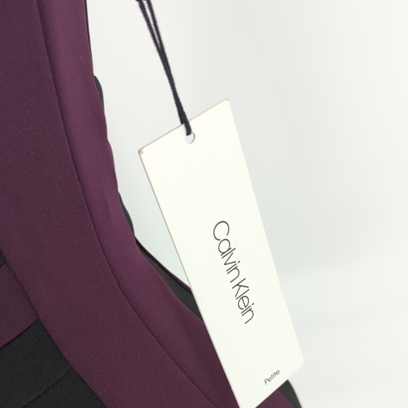 19964 NEW Calvin Klein Colorblock Sheath Dress Purple Black size 2P Business - Picture 4 of 7